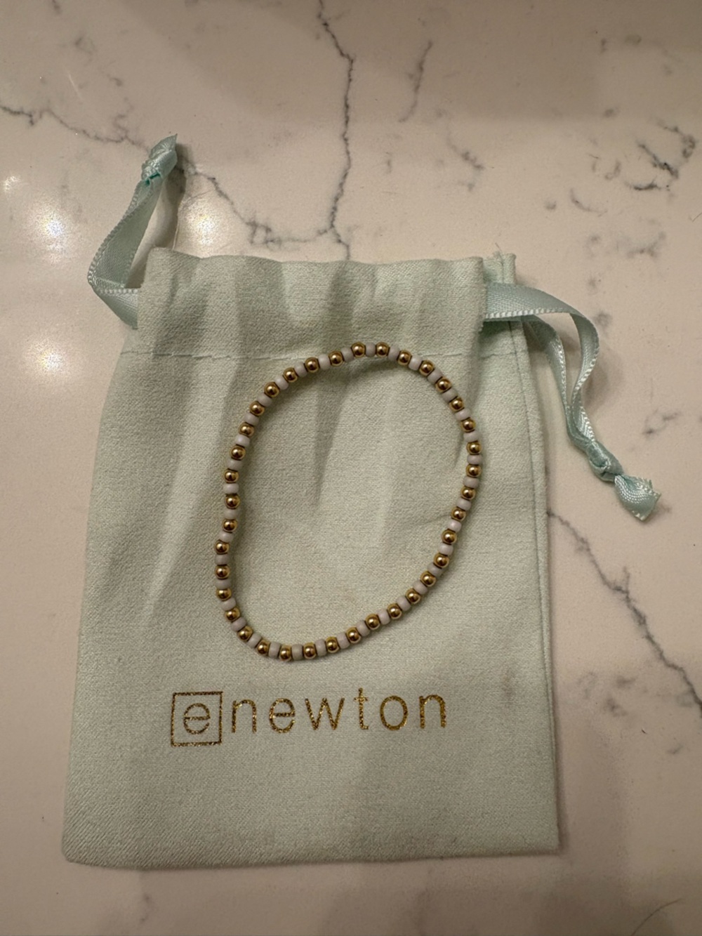 E. Newton Gold & White Beaded Bracelet